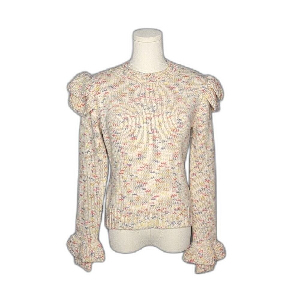 &merci Sweater Small Confetti Sparkle Preppy Romantic Ruffles Feminine Pastels